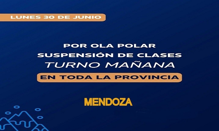Lunes 30 de junio: suspensión de clases presenciales en toda la provincia